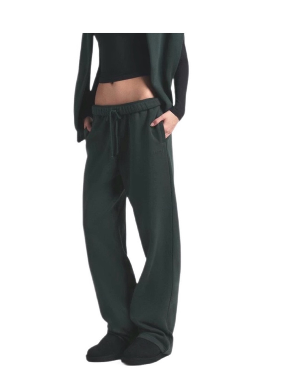 SKIMS Dark Green Wide-Leg
Drawstring Track Pants Size M
